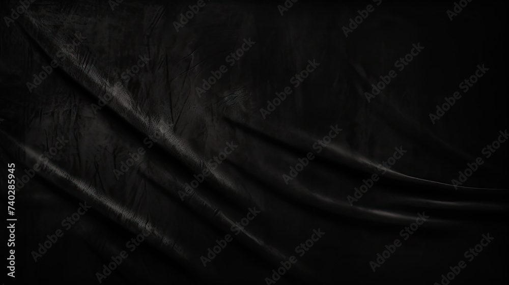 Fototapeta premium Elegant Black Velvet Fabric Over Dark Background - Luxurious Minimalist Design Concept