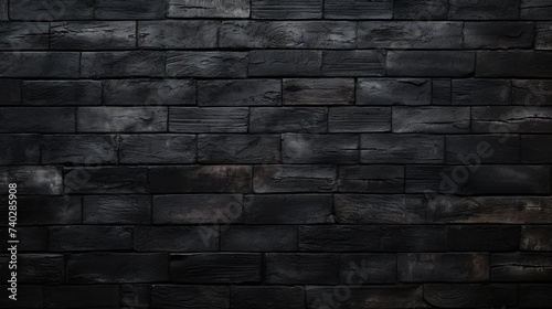 Elegant Black Brick Wall Texture on Dark Background for Stylish Design Projects