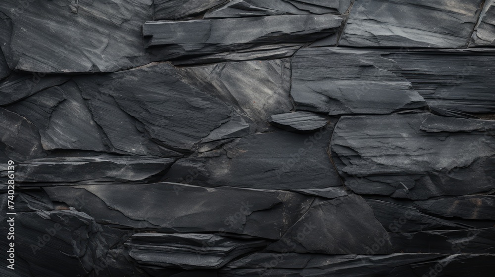 Sleek Black Slate Wall Contrasted Against a Dark Black Background Sleek Black Slate Wall Contrasted Against a Dark Black Background