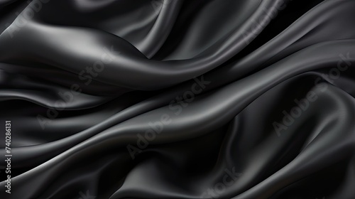 Luxurious Black Silk Fabric - Elegant Background Texture for Design Projects