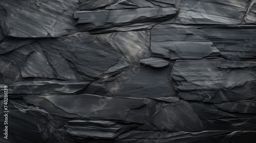 Sleek Black Slate Wall Contrasted Against a Dark Black Background