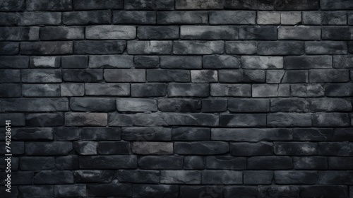 Mysterious Black Stone Wall Contrasted Against a Dark Background