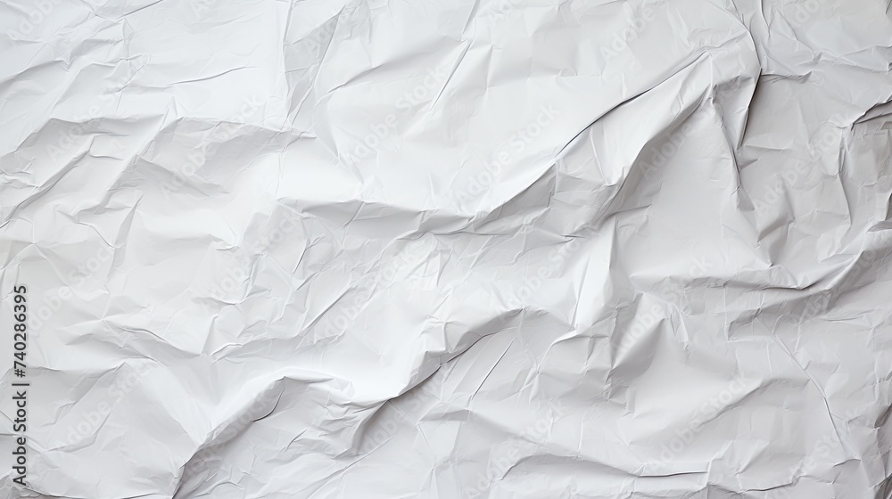 Obraz premium Crumpled White Paper Poster Texture Blank Background with Copyspace for Text or Design Elements