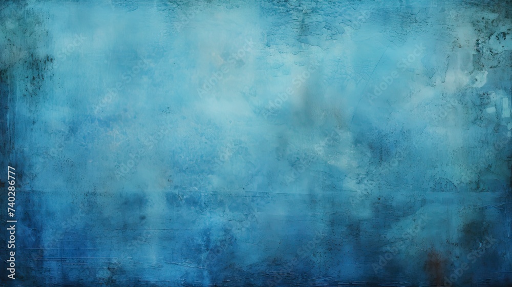 Abstract Blue Grunge Texture Background with Artistic Black Design Elements