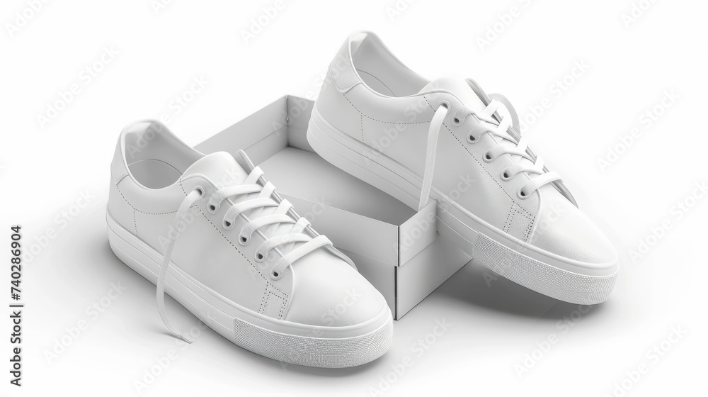A white shoe box isolated on a white background, with a clipping path included for easy extraction