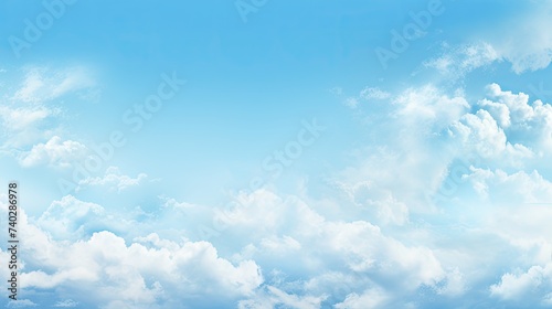 Tranquil Blue Sky with Fluffy White Clouds  Nature s Serene Beauty on a Clear Day