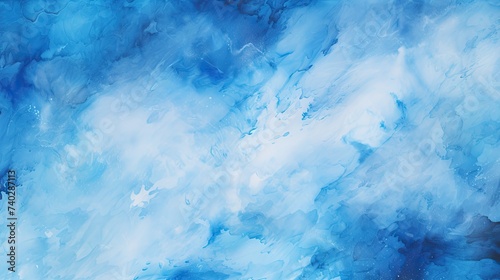 Elegant Blue and White Abstract Painting on a Tranquil White Background