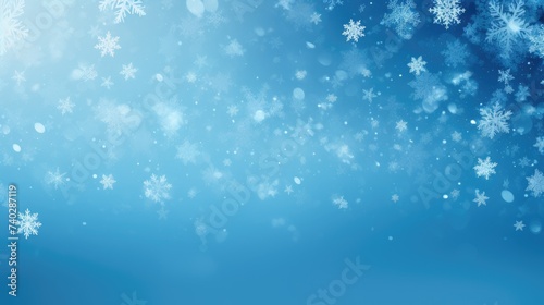 Glistening Blue Winter Wonderland Blanketed with Intricate Snowflakes in a Frosty Scene photo