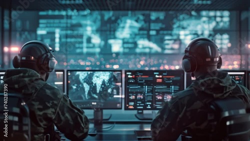 Military watchdogs are working on a city monitoring operation at the Central Office for Cyber Control.