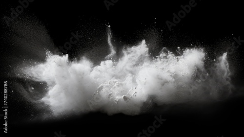 Ethereal Cloud of White Powder Soaring in the Dark Abyss