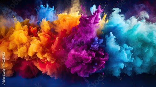 Vibrant Colorful Smoke Explosion on a Mysterious Dark Background