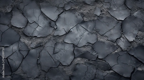Urban Decay: Cracked Asphalt Texture on Weathered Wall Background Adds Grit to Street Art photo