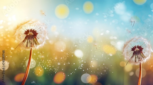 Enchanting Dandelions Dancing Gracefully in the Gentle Breeze of Spring