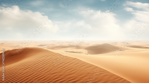 Serenity of Sand Dunes  Tranquil Desert Landscape under a Clear Blue Sky