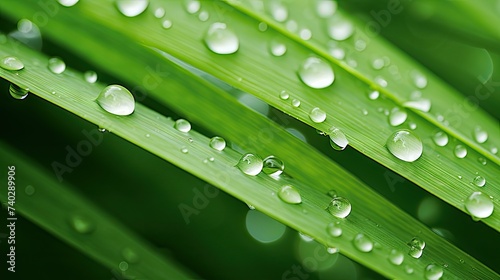 Lush Green Leaf Covered in Refreshing Water Droplets Vibrant with Life and Renewal
