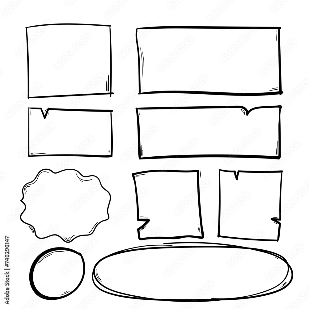 textbox hand draw illustration. set of box. vector, doodle Stock Vector ...
