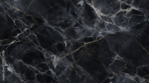 Luxurious Black Marble Texture with Elegant Gold Veins for Sophisticated Design Projects © StockKing