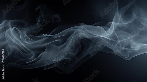 Ethereal Mist Swirling in Dark Environment: Abstract Vapors Encase a Mysterious Black Background