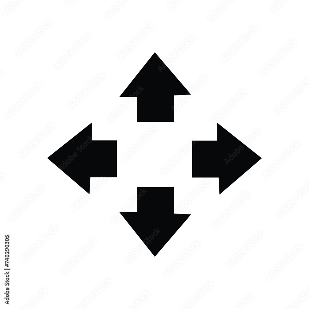 simple black pointing 4 arrows icon on isolated white background. vector illustration. Eps file 423. simple black pointing 4 arrows icon on isolated white background. vector illustration. Eps file 423.