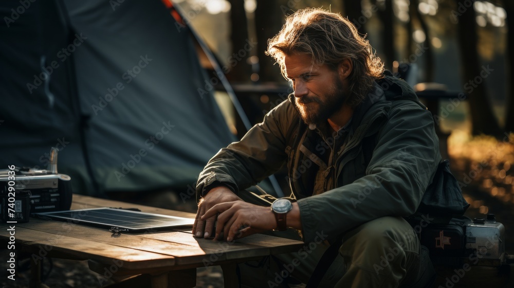 Man Sitting at Table With Laptop Man Sitting at Table With Laptop