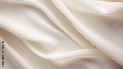 Elegant White Silk Fabric with Subtle Beige and Brown Tones, Luxurious Textile Background