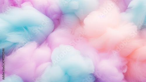 Soft Colorful Feathers Background: Abstract Pastel Fluffy Texture of Sweet Candyfloss