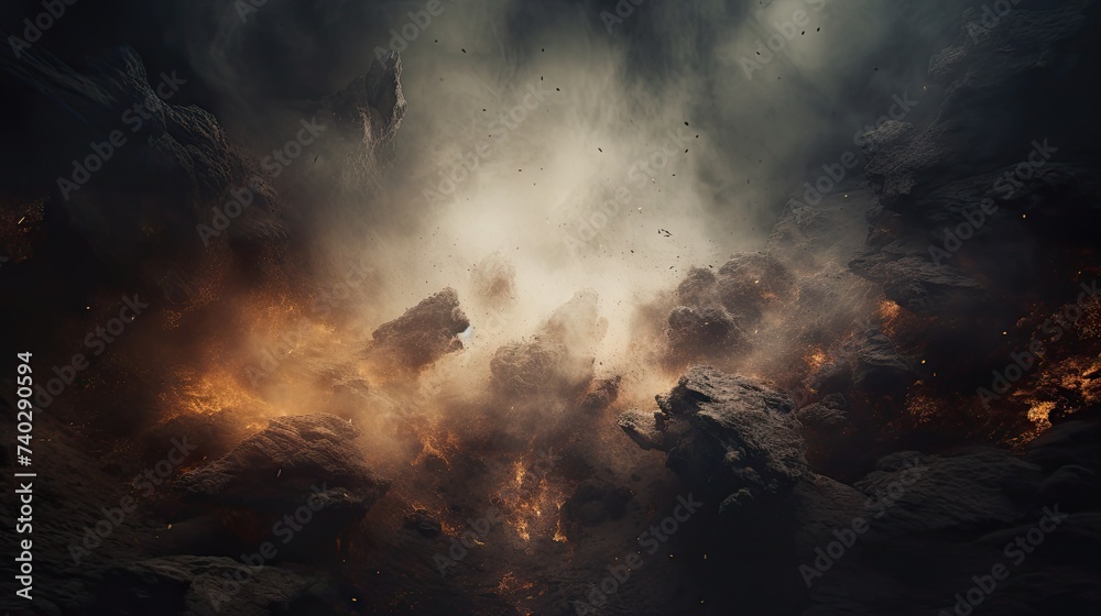Fototapeta premium Dramatic Firestorm Raging Against a Dark and Stormy Sky in a Powerful Display of Nature's Fury
