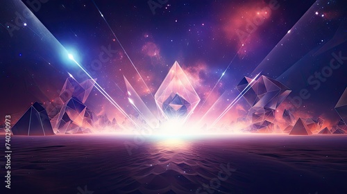 Mesmerizing Futuristic Space with Brilliant Light and Array of Gleaming Crystals