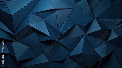 Dynamic Dark Blue Geometric Background with Intricate Triangles and Depth