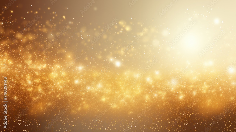 Radiant Gold Glow with Soft Focus Light Beams in an Illuminated Festive Background
