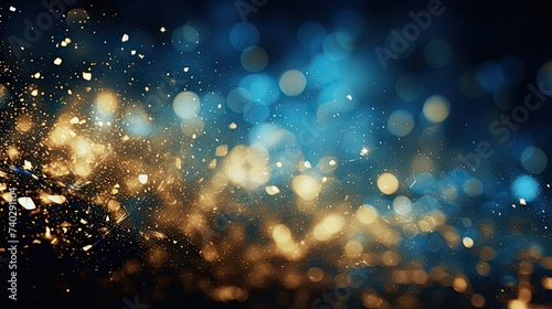 Ethereal Blue and Gold Glitter Lights Create a Stunning Abstract Background
