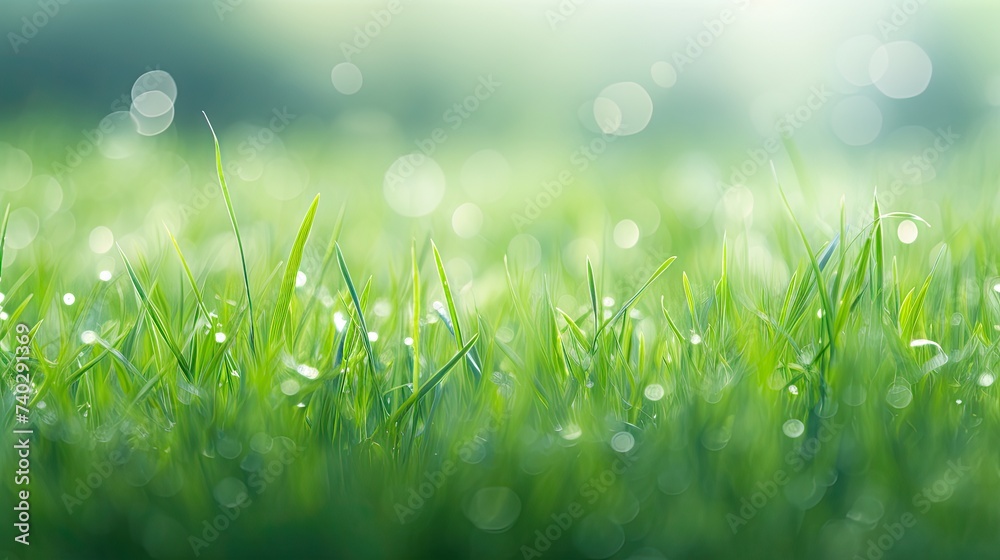 Tranquil Green Grass Field Blanket Under the Clear Blue Sky Tranquil Green Grass Field Blanket Under the Clear Blue Sky