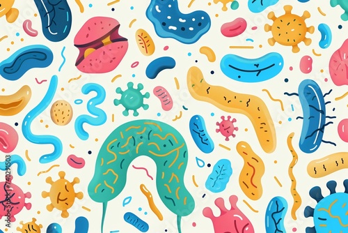 cute illustration of colorful microorganisms 
