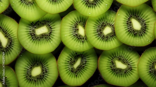 Vibrant Kiwi Slices Texture: Freshness and Colorful Array of Exotic Fruit Patterns
