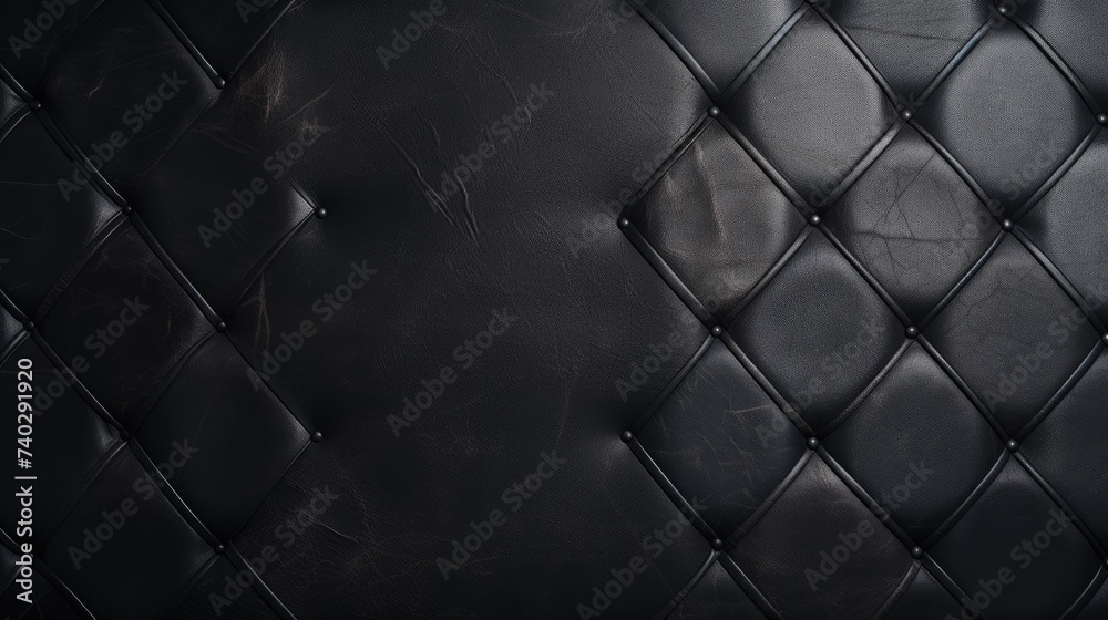 Sleek Black Leather Texture Showcasing Diamond Pattern Design for Elegant Backgrounds