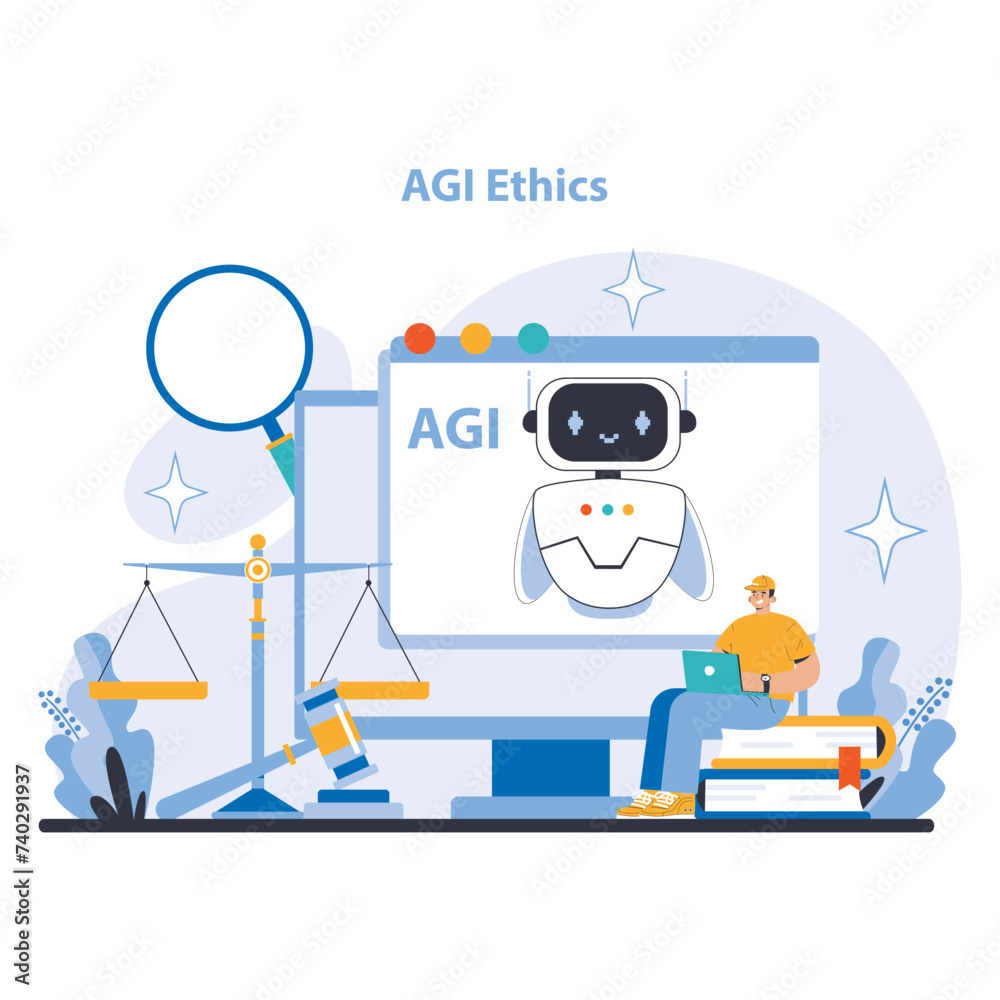 AGI concept. Flat vector illustration. AGI concept. Flat vector illustration.