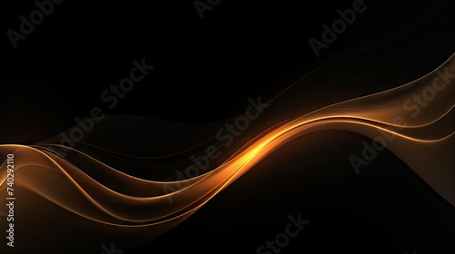 Elegant Black and Gold Wave on Dark Night Background with Copy Space for Text © StockKing