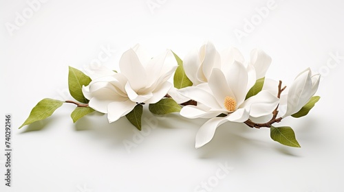 Elegant Magnolia Blossom Blooms Gracefully on Clean White Background