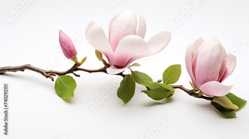 Elegant Magnolia Blossom Blooming Vibrantly on a Pure White Background © StockKing