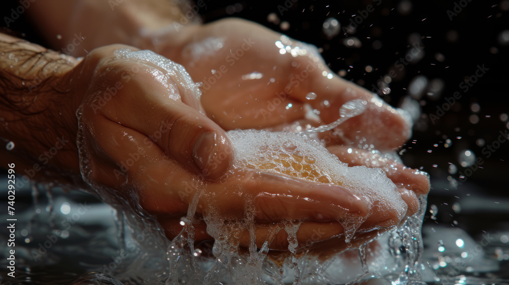 Fototapeta premium Washing hands with soap.