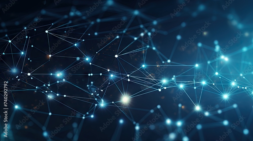Abstract Network of Connected Lines on Dark Background - Cyber Technology and Futuristic Concept Abstract Network of Connected Lines on Dark Background - Cyber Technology and Futuristic Concept