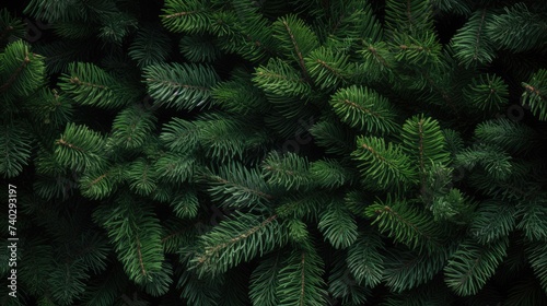 Enchanting Close-Up of Majestic Pine Tree Branches Capturing the Essence of Winter Holidays