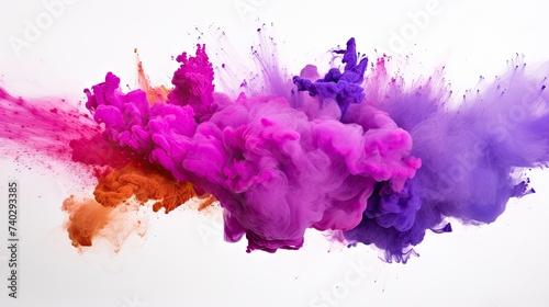 Vibrant Burst of Paint Exploding in Dynamic Motion Against a White Background