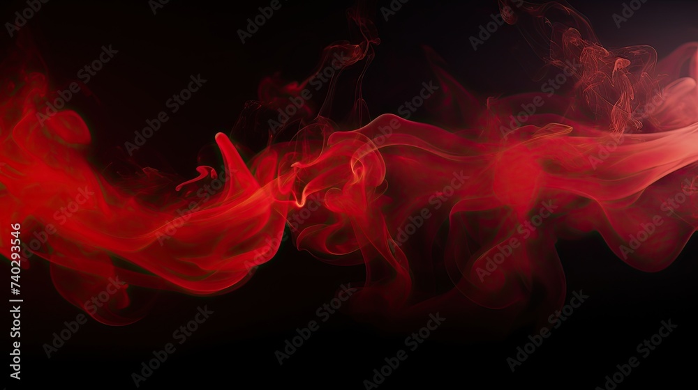 Obraz premium Mystical Red Smoke Dancing on Dark Canvas - Abstract Artistic Concept