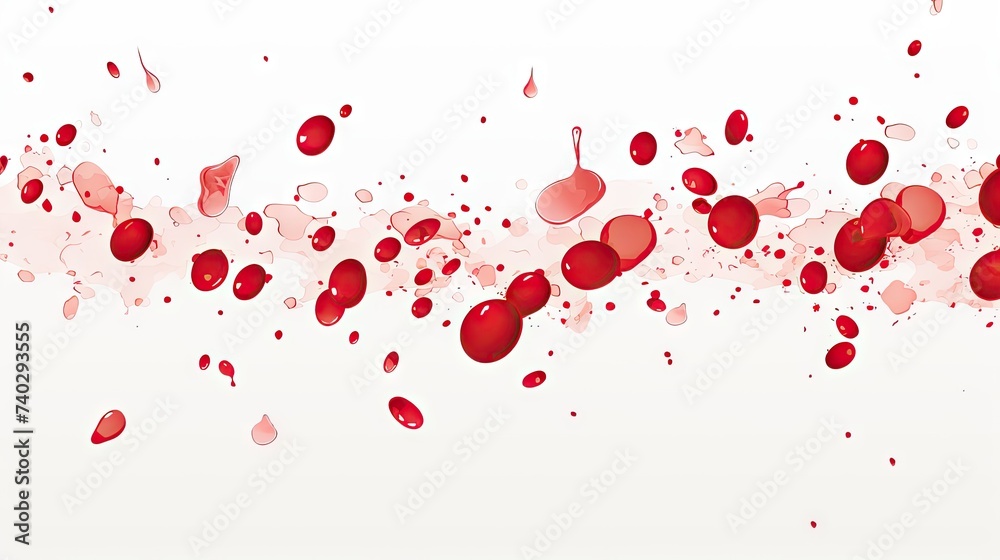 Vivid Blood Drops Splattered on Transparent Background - Abstract Heart Shape Concept - obrazy, fototapety, plakaty 