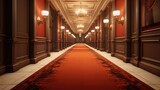 Elegant Entrance: The Red Carpet of Luxury and Prestige Leading into a Grand Hallway