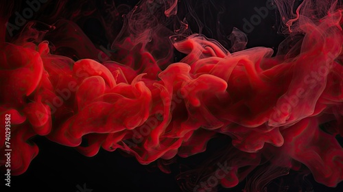 Vibrant Red Smoke Swirling on Dark Background Creating a Mysterious and Dramatic Atmosphere