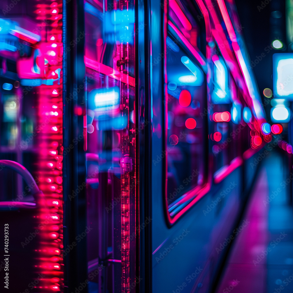 Neon Lights in Urban Nightlife Scene Neon Lights in Urban Nightlife Scene