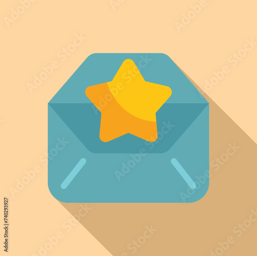 Mail info product icon flat vector. Star new box. Creative marketing