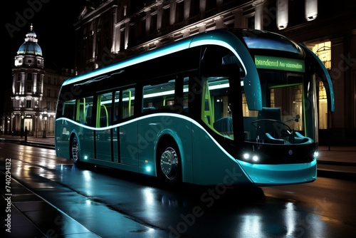 Modern Autonomous Electric Bus in Urban Setting